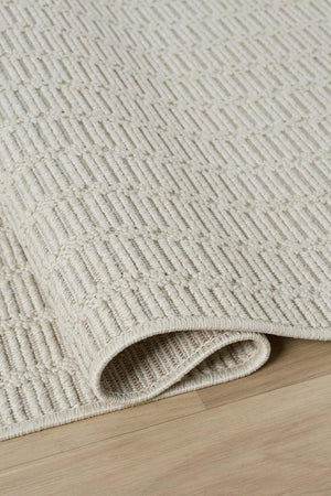 Cream Woven Area Rug, Textured Neutral Minimalist Scandinavian Floor Rug