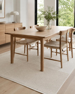 Ivory Striped Textured Area Rug, Neutral Scandinavian Modern Farmhouse Floor Runner