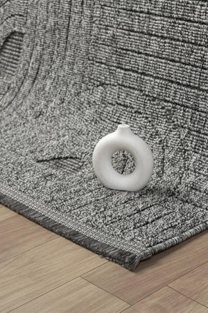 Gray Abstract Textured Area Rug, Modern Geometric Living Room Carpet