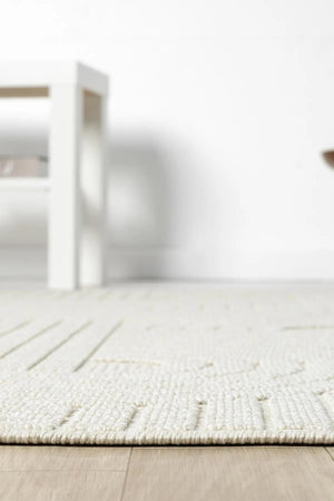 Ivory Abstract Area Rug, Textured Geometric Scandinavian Living Room Carpet