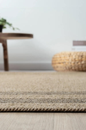 Beige Black Striped Area Rug, Textured Woven Jute Style Carpet, Modern Farmhouse Bedroom