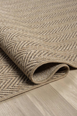 Brown Herringbone Woven Area Rug, Textured Natural Living Room Carpet