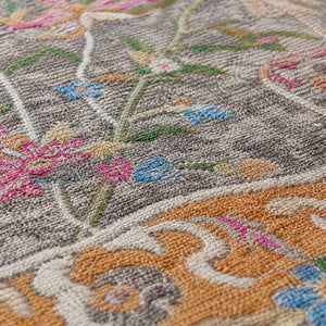 Round Floral Area Rug, Distressed Traditional Boho Carpet, Living Room Bedroom 6.6FT