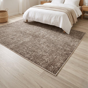 Distressed Abstract Area Rug, Warm Neutral Living Room Carpet, Modern Farmhouse Floor Runner