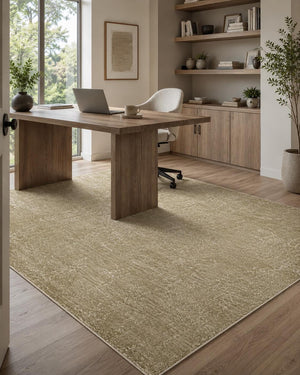 Olive Green Abstract Area Rug, Distressed Modern Living Room Carpet