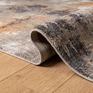 Abstract Area Rug, Gray Beige Rust Neutral Carpet, Soft Modern Floor Rug