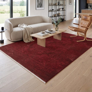 Burgundy Abstract Area Rug, Machine Made Modern Living Room Carpet