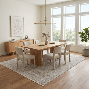 Neutral Oriental Distressed Area Rug, Beige Ivory Living Room Carpet, Farmhouse Style