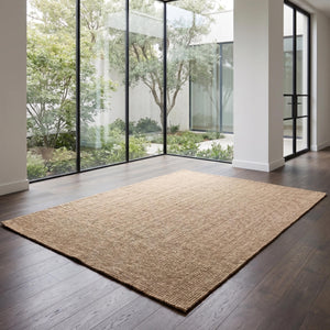 Natural Beige Woven Area Rug, Sisal Style, Minimalist Scandinavian Floor Carpet