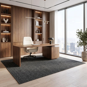 Dark Charcoal Woven Area Rug, Modern Textured Floor Carpet