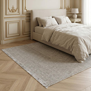 Grey Woven Textured Area Rug, Minimalist Scandinavian Floor Carpet