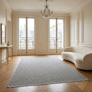 Grey Woven Textured Area Rug, Minimalist Scandinavian Floor Carpet