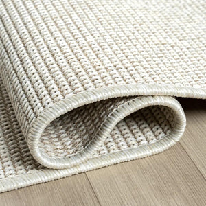Ivory Woven Area Rug, Textured Minimalist Carpet, Scandinavian Flatweave Floor Rug