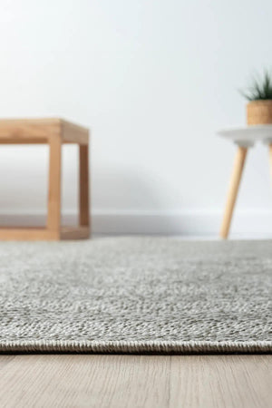 Textured Grey Woven Area Rug, Scandinavian Japandi Living Room Carpet