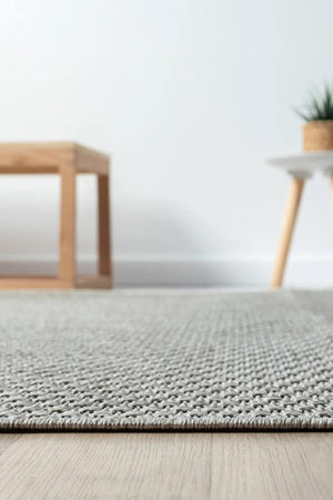 Grey Basket Weave Area Rug, Textured Woven Carpet, Minimalist Scandinavian Living Room