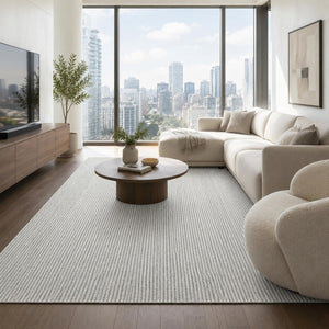 Grey Basket Weave Area Rug, Textured Woven Carpet, Minimalist Scandinavian Living Room