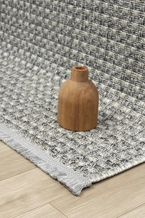 Grey Woven Area Rug, Textured Basketweave Carpet, Scandinavian Japandi Living Room Floor Rug