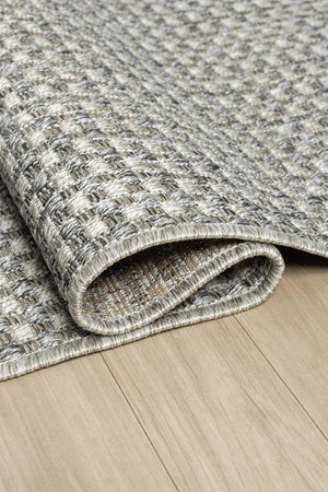 Grey Woven Area Rug, Textured Basketweave Carpet, Scandinavian Japandi Living Room Floor Rug