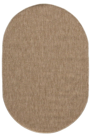 Beige Oval Area Rug, Ribbed Textured Carpet, Minimalist Scandinavian Japandi Floor Rug