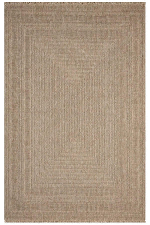 Beige Woven Area Rug, Textured Border Carpet, Minimalist Scandinavian Bedroom Floor Rug