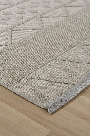 Light Gray Geometric Textured Area Rug, Boho Scandinavian Living Room Carpet