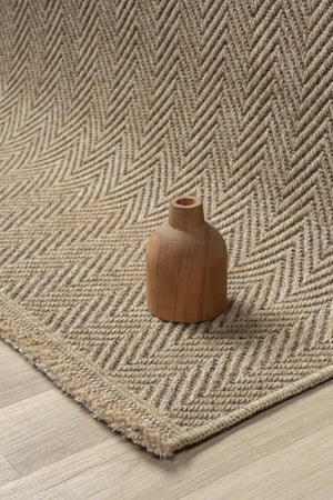 Brown Herringbone Woven Area Rug, Textured Natural Living Room Carpet
