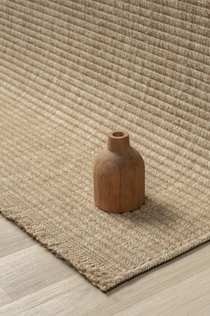 Beige Ribbed Area Rug, Natural Woven Carpet, Scandinavian Textured Floor Rug