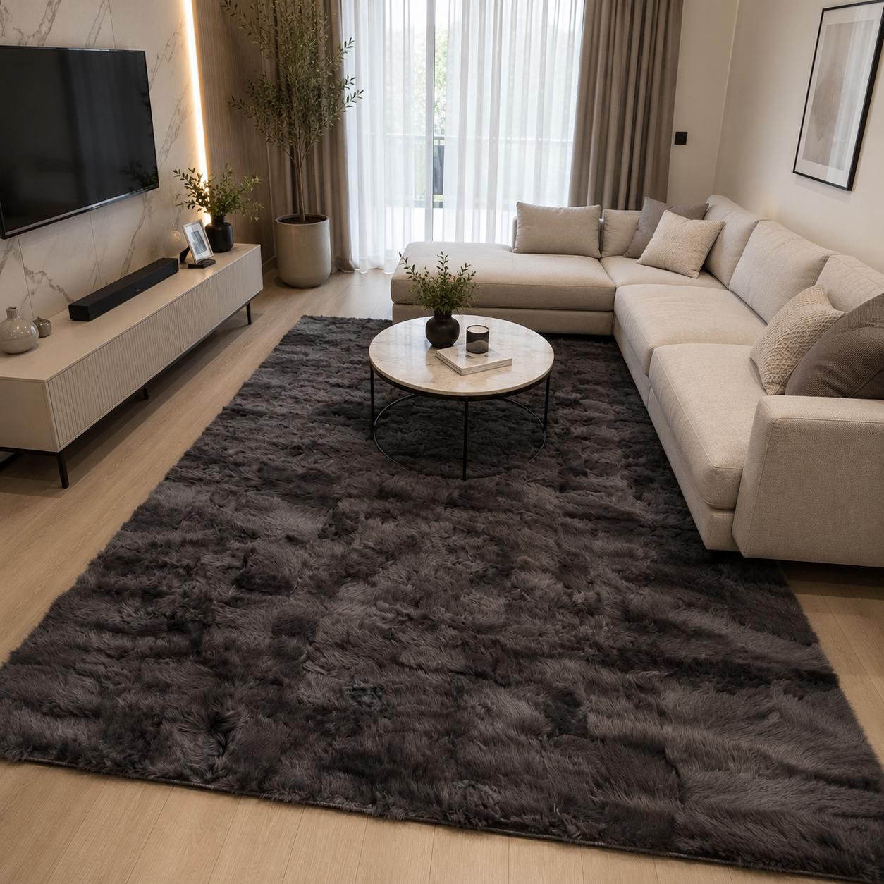Dark Brown Toscana Fur Rug, Handmade Sheepskin Area Rug, Luxury Soft Plush Rug, Custom Size Rug, Modern Bedroom Living Room Decor