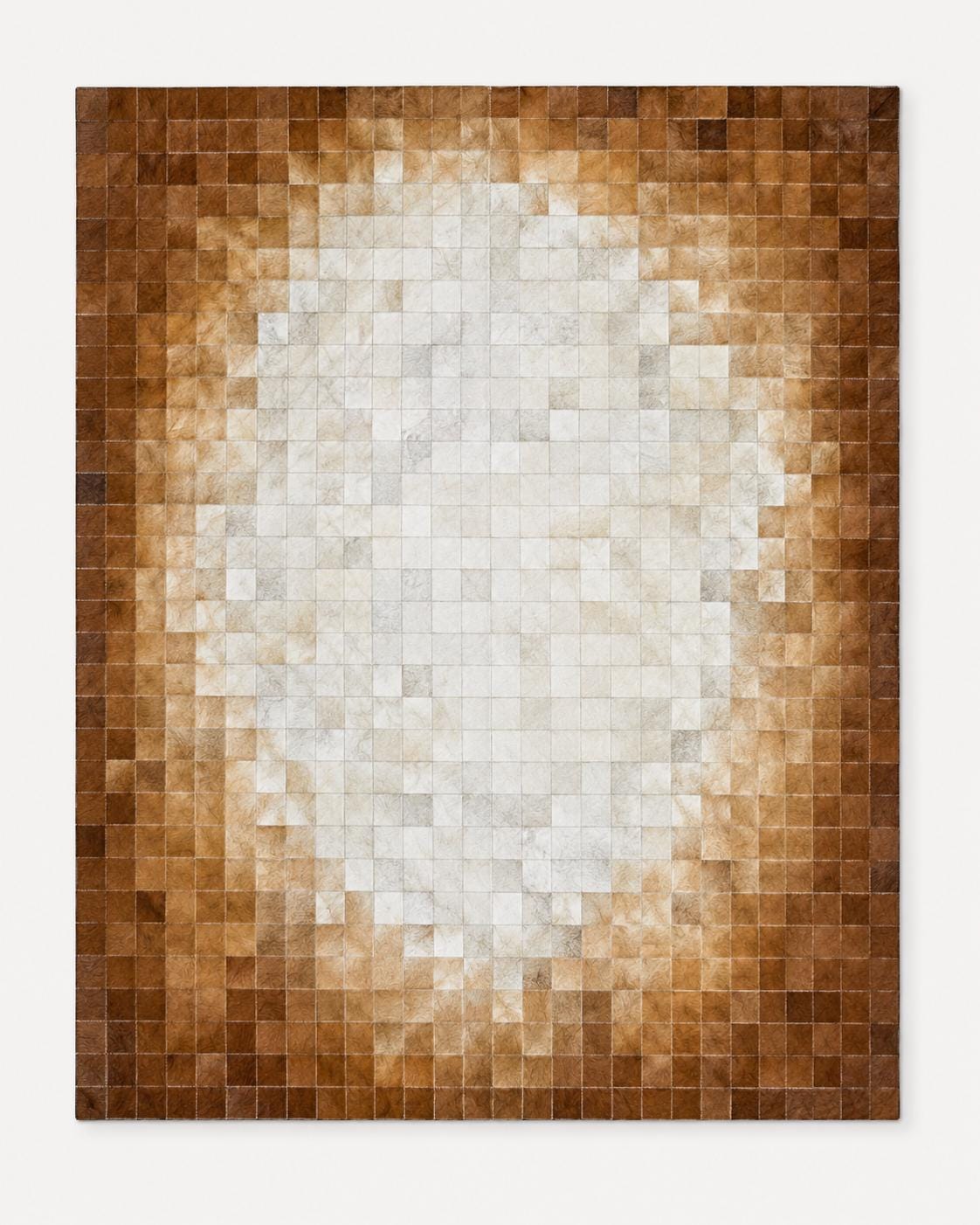 Brown Ombre Cowhide Rug, Handmade Leather Patchwork Area Rug, Modern Gradient Luxury Carpet