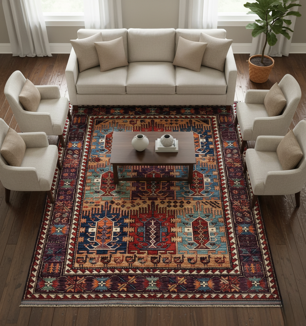 Handmade Afghan Rug – Hand-Knotted Wool Carpet 248x179cm (8.1x5.9ft)