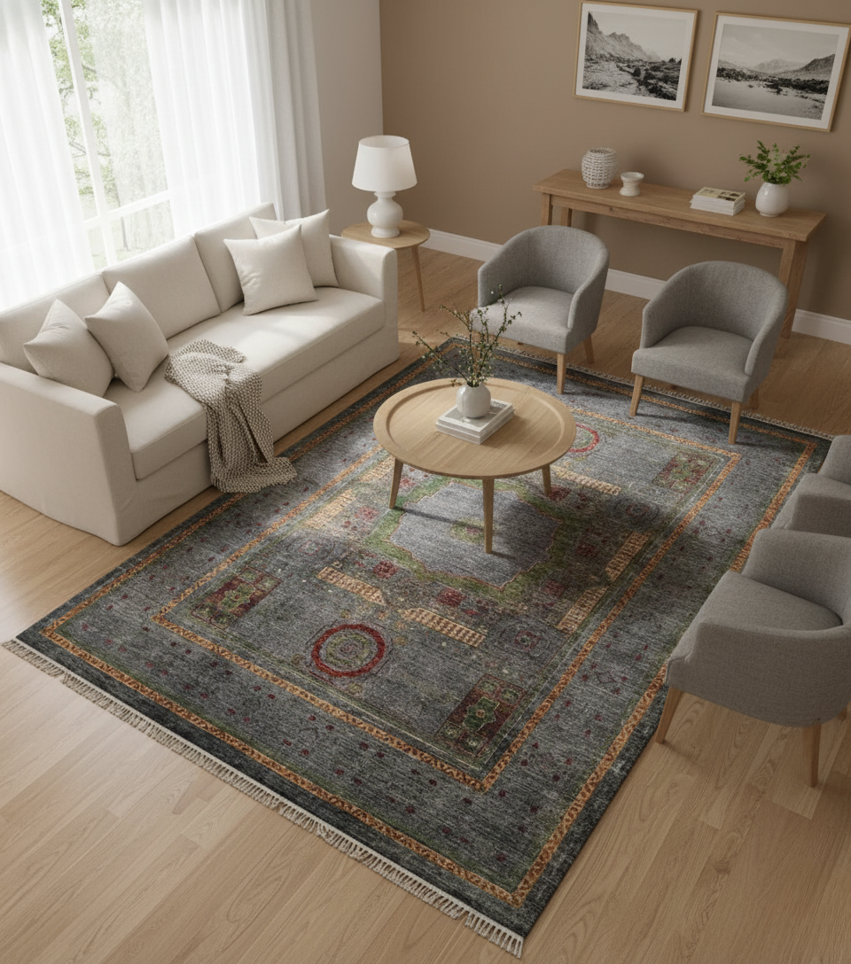 Turkish Mumluk Rug – Hand-Knotted Wool Carpet 250x180cm (8.2x5.9ft)