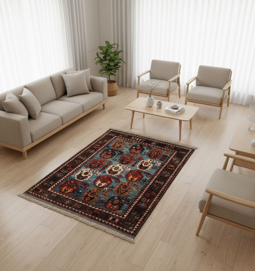 Handmade Afghan Rug – Hand-Knotted Wool Carpet 162x126cm (5.3x4.1ft)