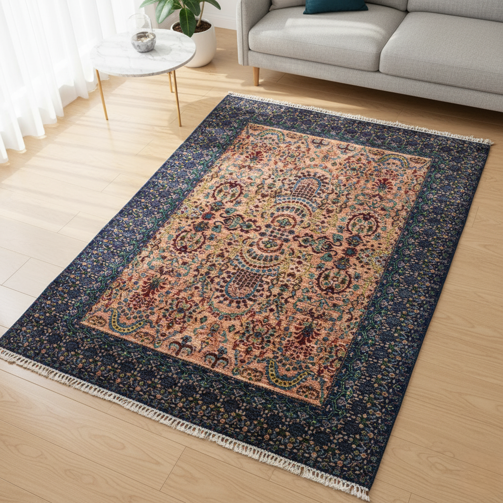 Oriental Floral Rug – Hand-Knotted Wool Carpet 234x183cm (7.7x6ft)