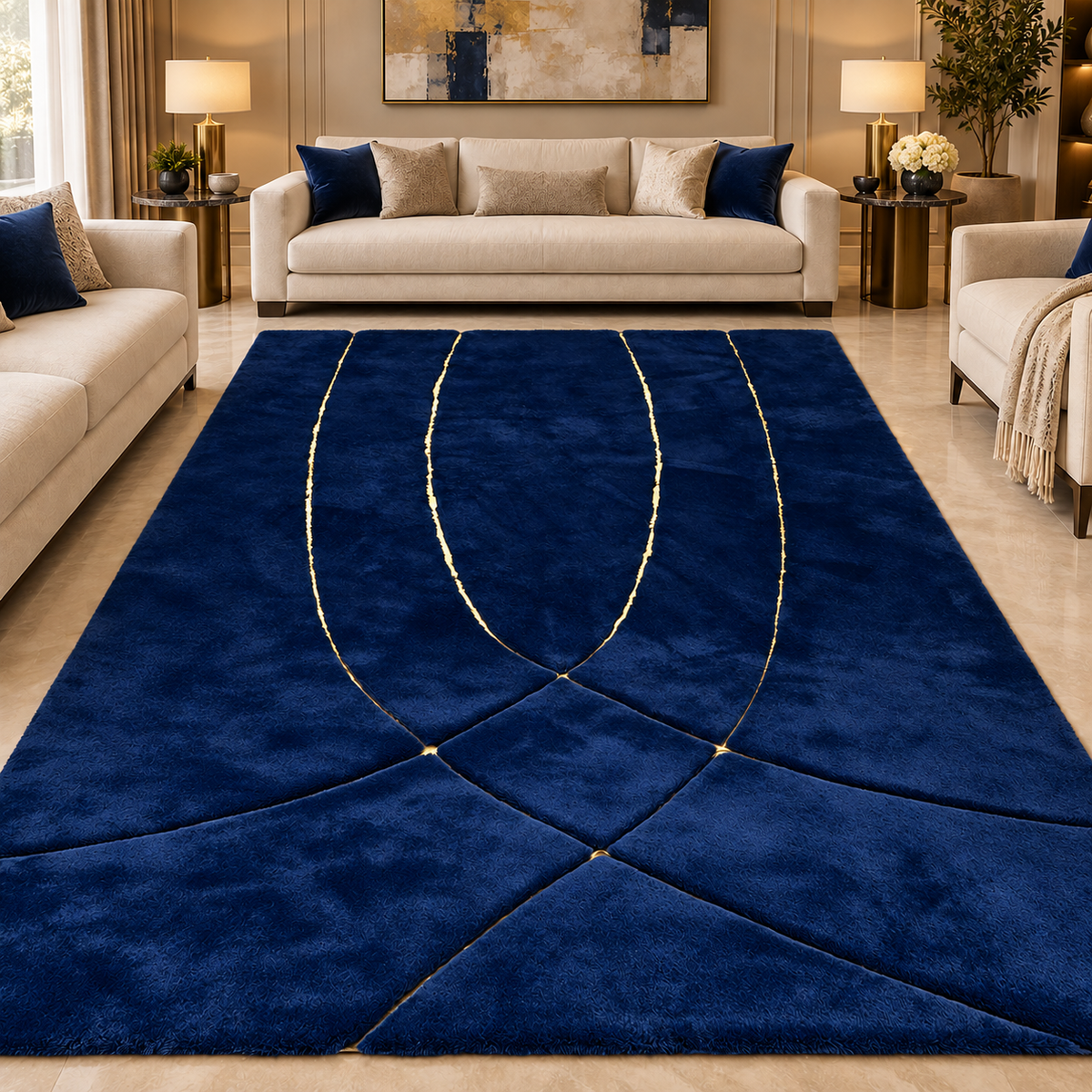 Midnight Navy Blue Plush Rug – view 5