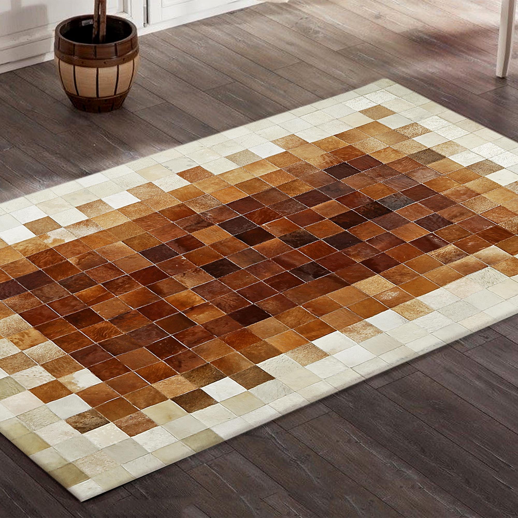 Unique Cowhide Rug Brown Cowhide Patchwork Rug, Custom Size Area Rug – KareliasAndSons