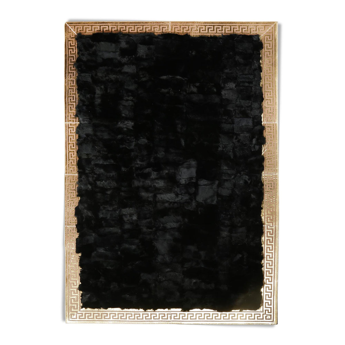 Black Rabbit Rugs Black Rex Rabbit Fur Rug, Handmade Luxury Natural Fur Carpet, Custom S ...