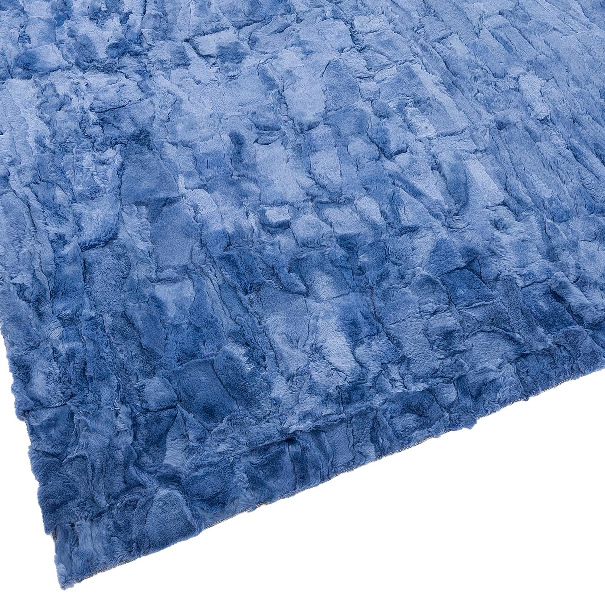 RILY Rag Mat ラグマット　青 Blue Rex Rabbit Fur Rug, Handmade Luxury Soft Carpet for Living
