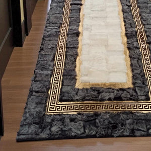 Gray gold Tuscan rug in room