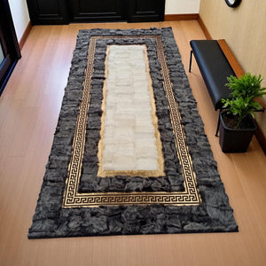 Gray gold Tuscan rug detail
