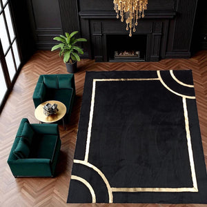 Black plush gold rug texture