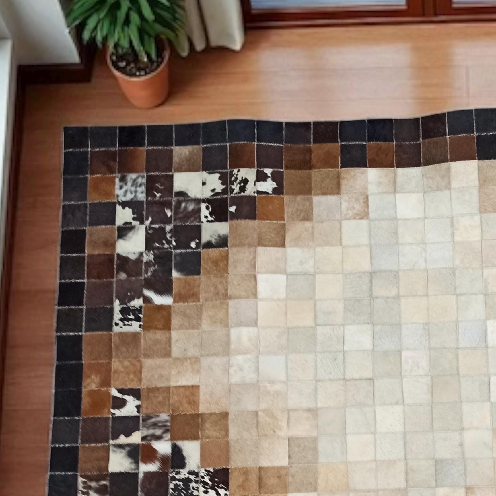 Brown and Cream Ombre Cowhide Area Rug