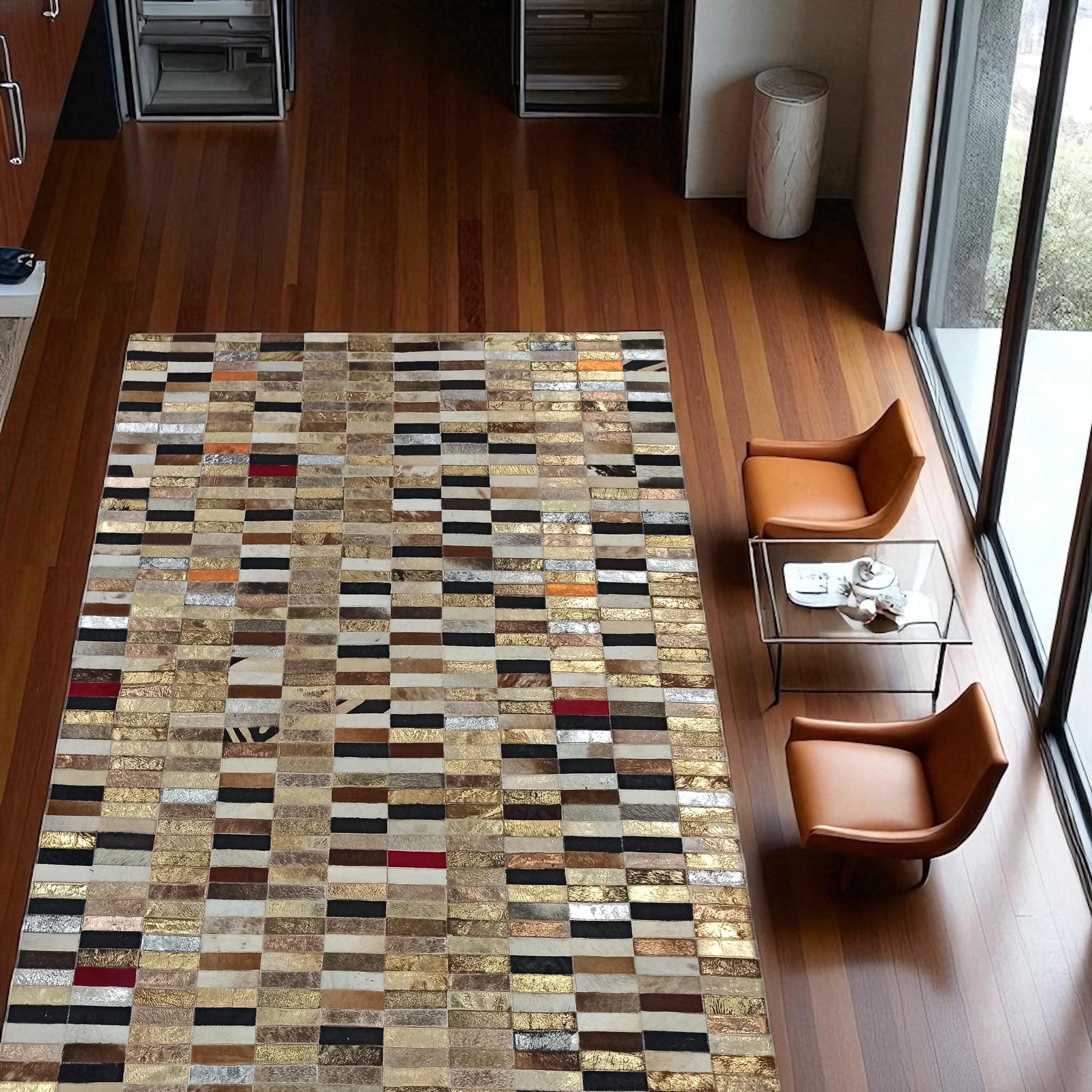 Multicolor Metallic Cowhide Rug