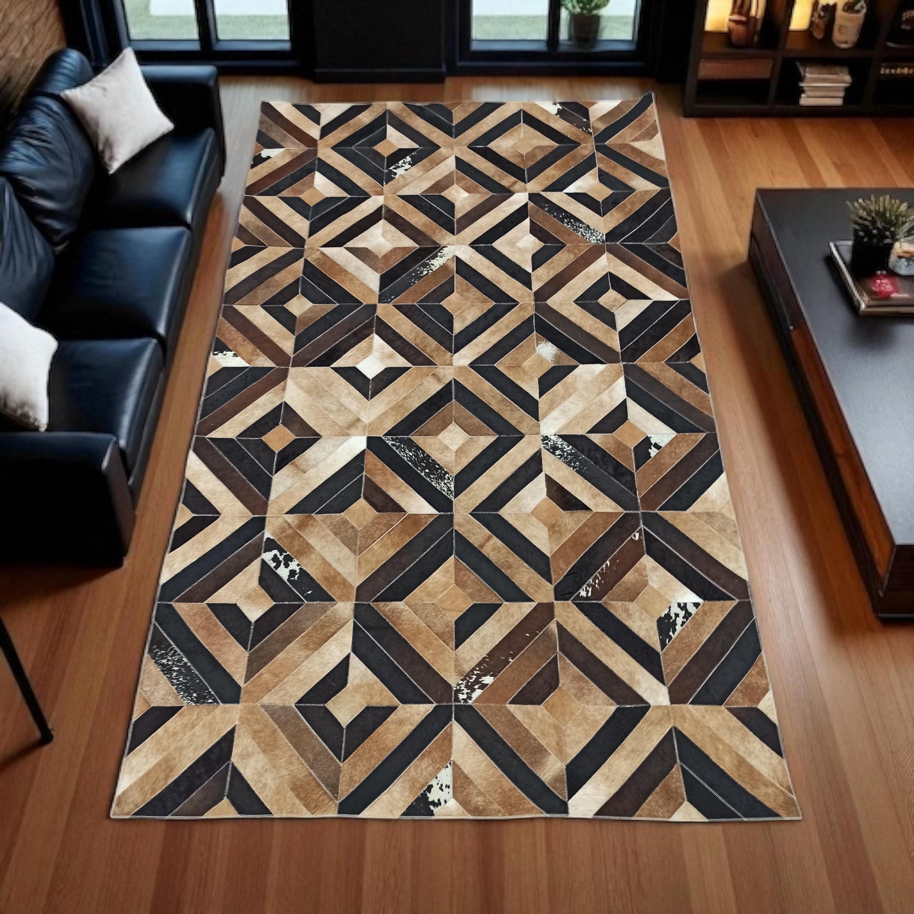Modern Geometric Cowhide Area Rug
