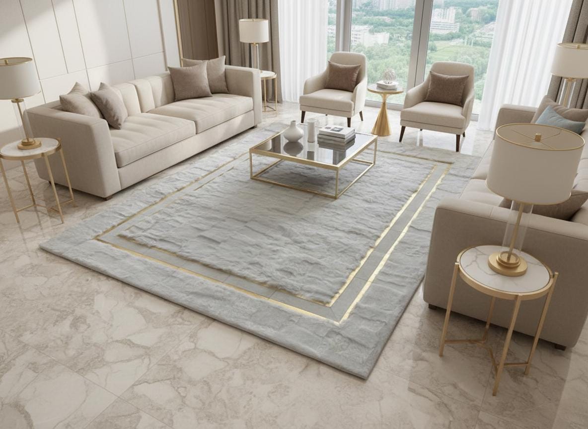 Rabbit Fur Rug, Ultra Soft Shaggy Carpet