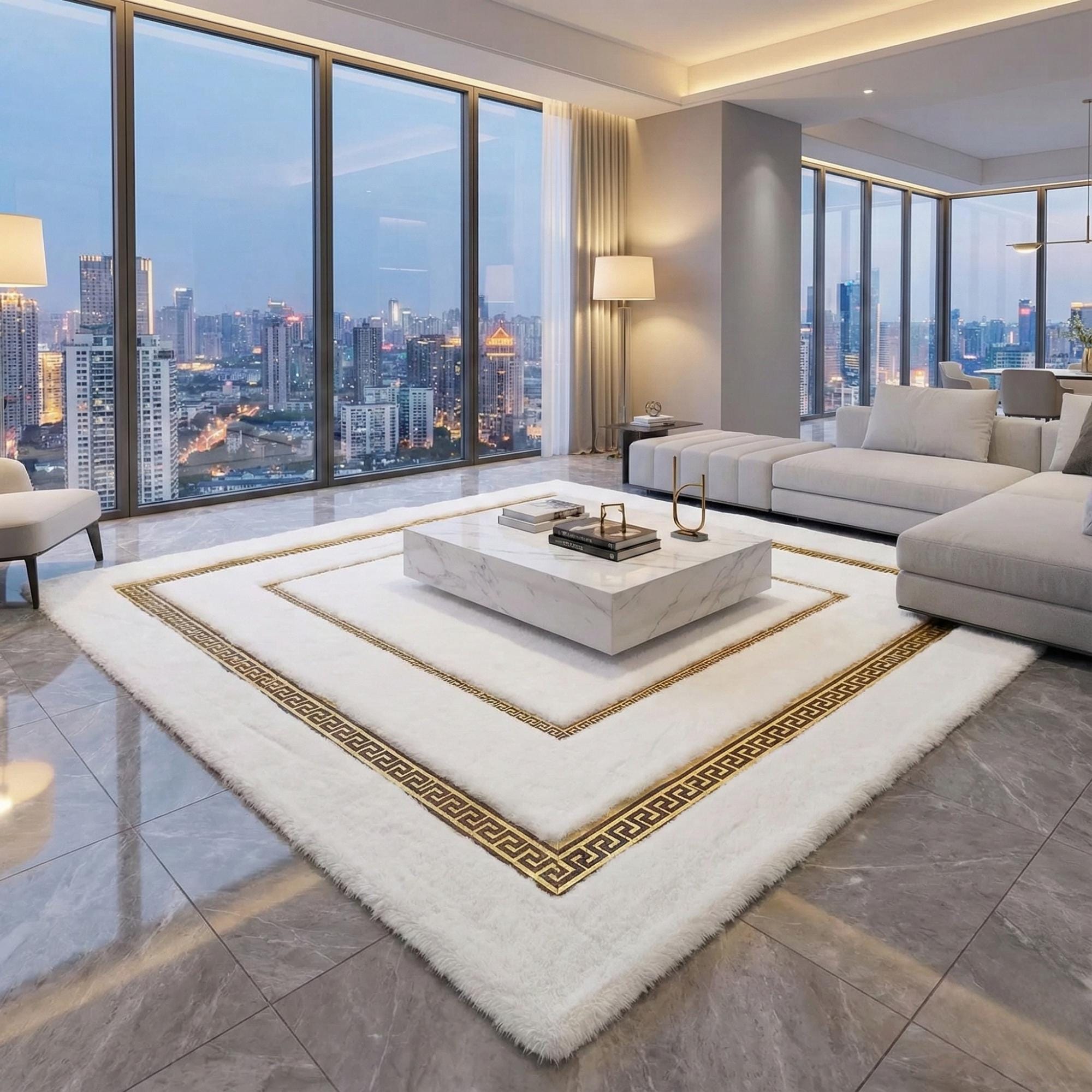 White and gold runner in room