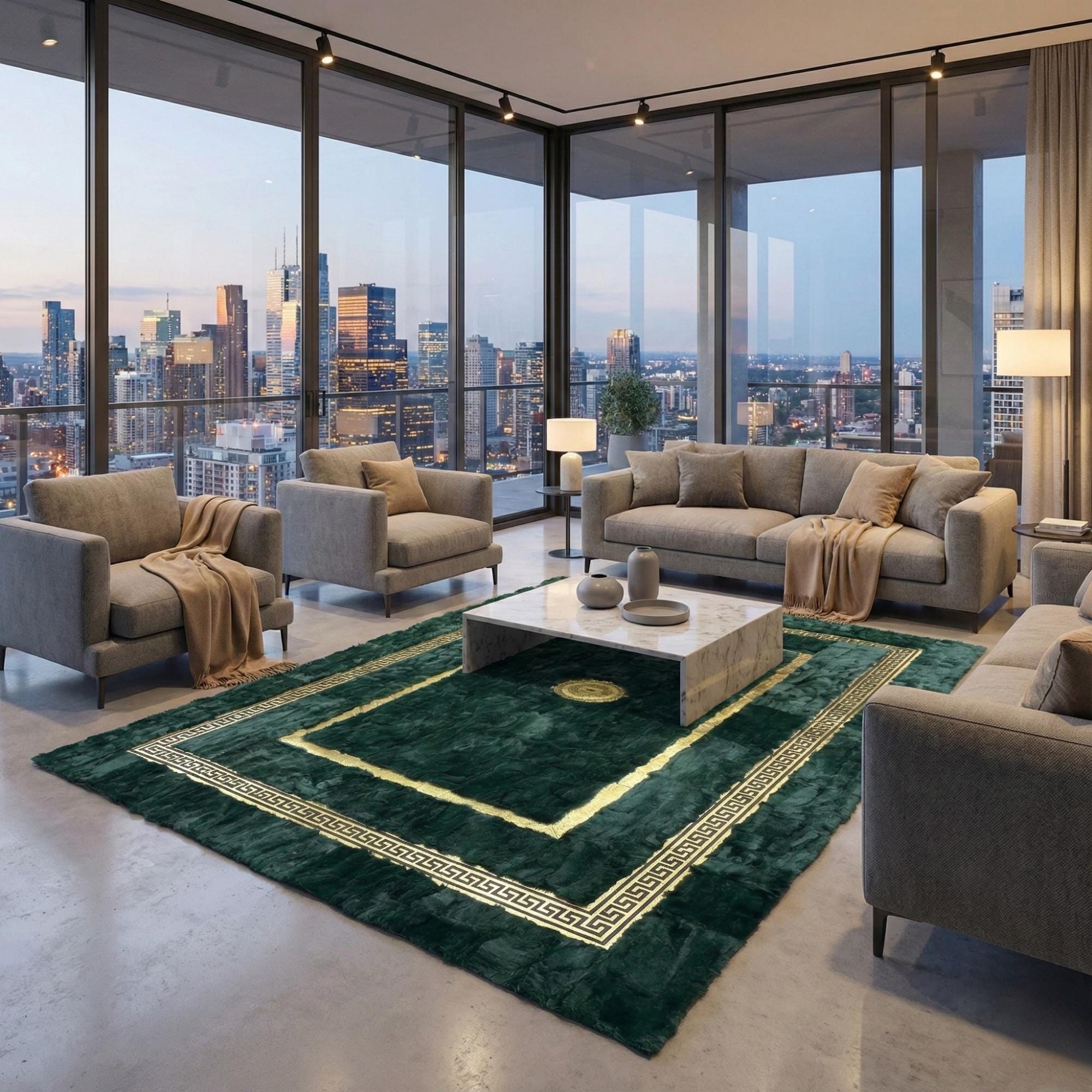 Green Rex Rabbit Fur Rug, Emerald Plush Area Rug,