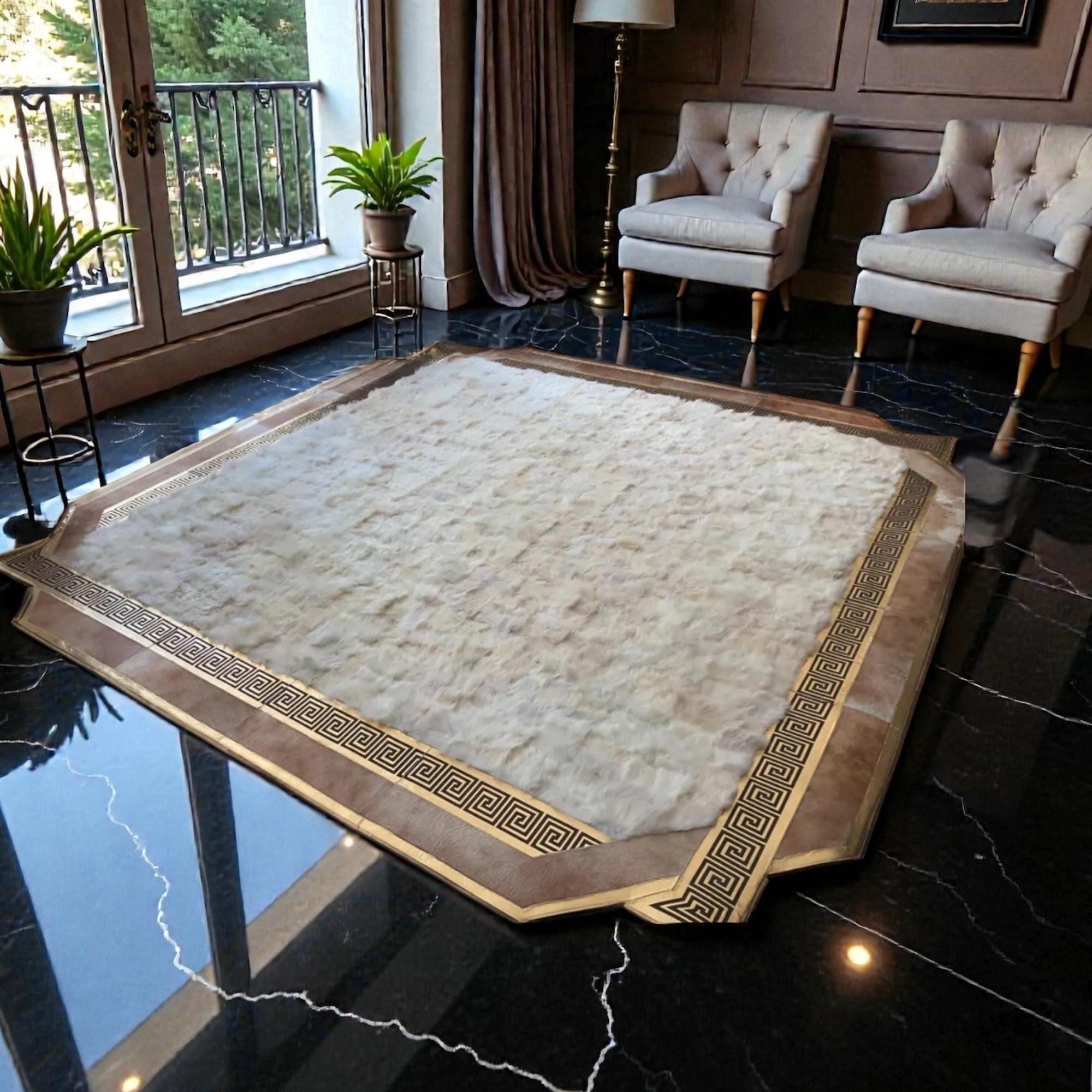 Gold and Cream Rug, Tuscan Area Rug, Luxury Plush Living Room Rug
