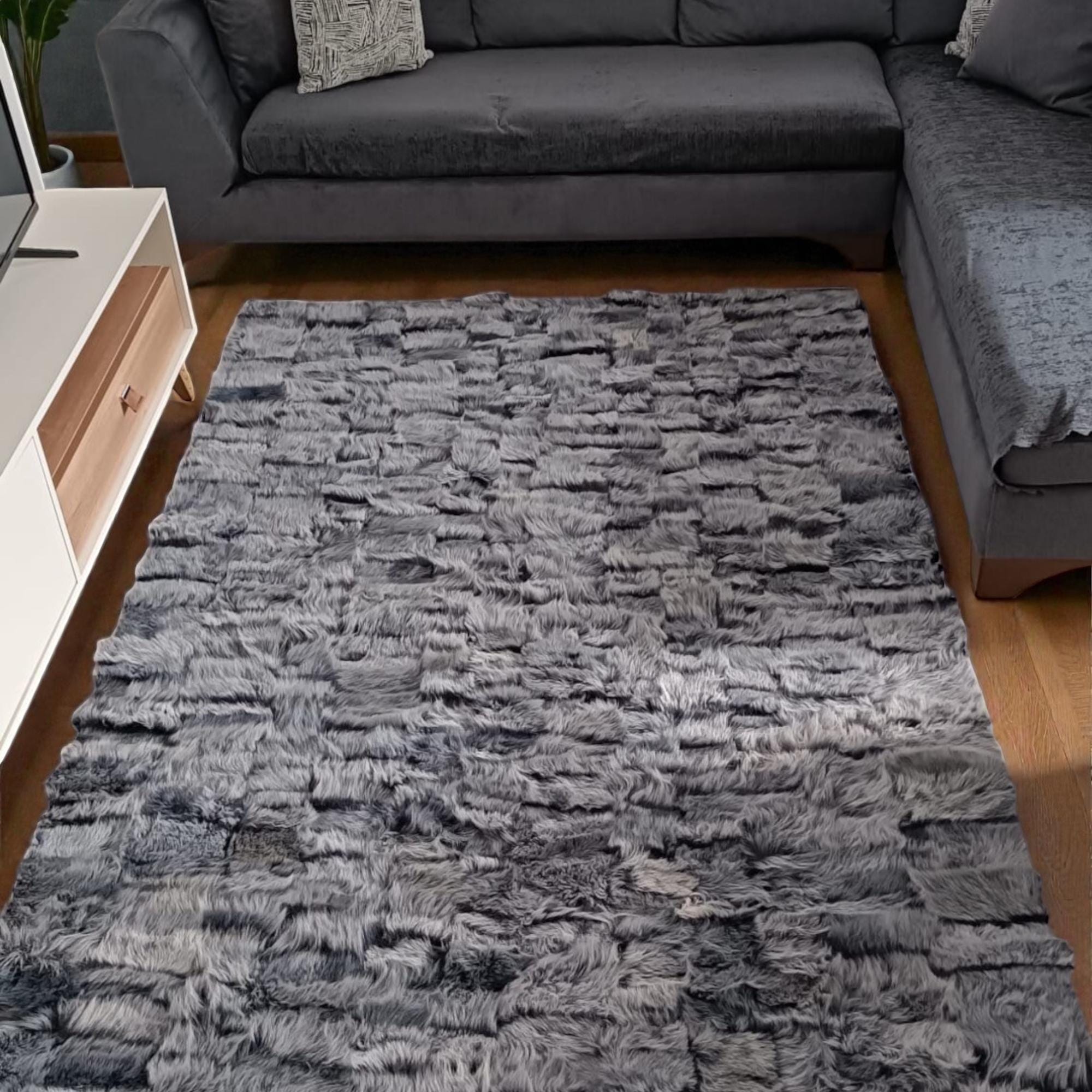 Dark Gray Tuscan Rug, Luxury  Living Room Carpet, Modern Home Floor Decor,