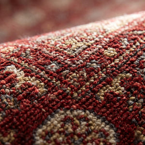Red Oriental Area Rug, Distressed Traditional Carpet, Boho Living Room Floor Rug
