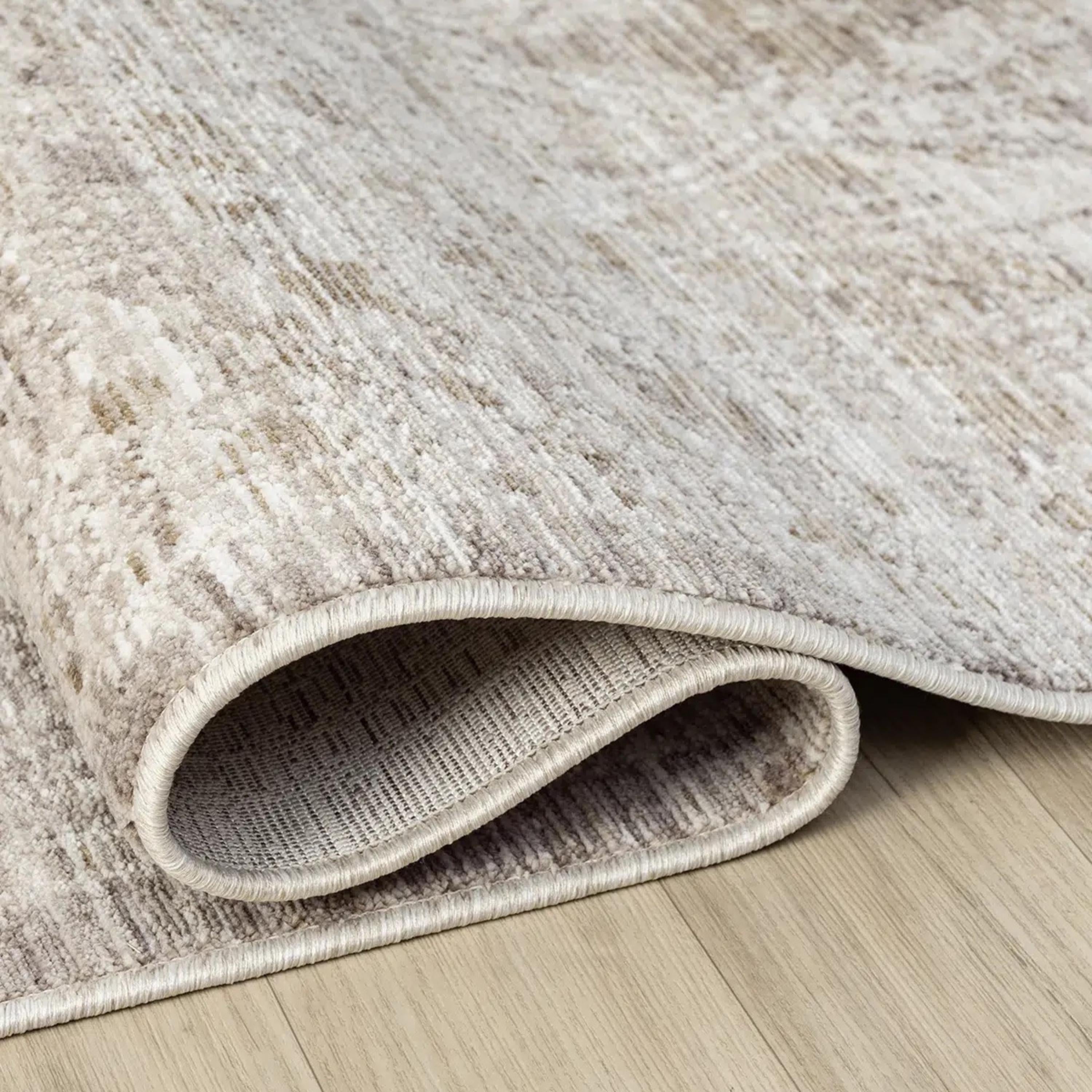 Distressed Grey Beige Area Rug, Neutral Modern Farmhouse Carpet, Soft Living Room Floor Rug